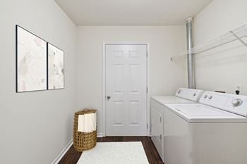 Washer and Dryer with Built In Shelving